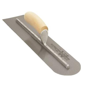 Marshalltown 16"x4" Round End Finishing Trowel, Curved Wood Handle